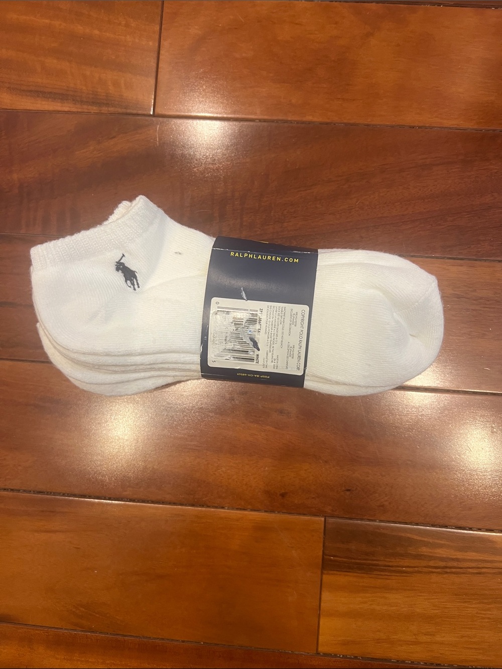 Ralph Lauren White Low-Cut Athletic Socks with Navy Polo Logo - 3 Pack NWT